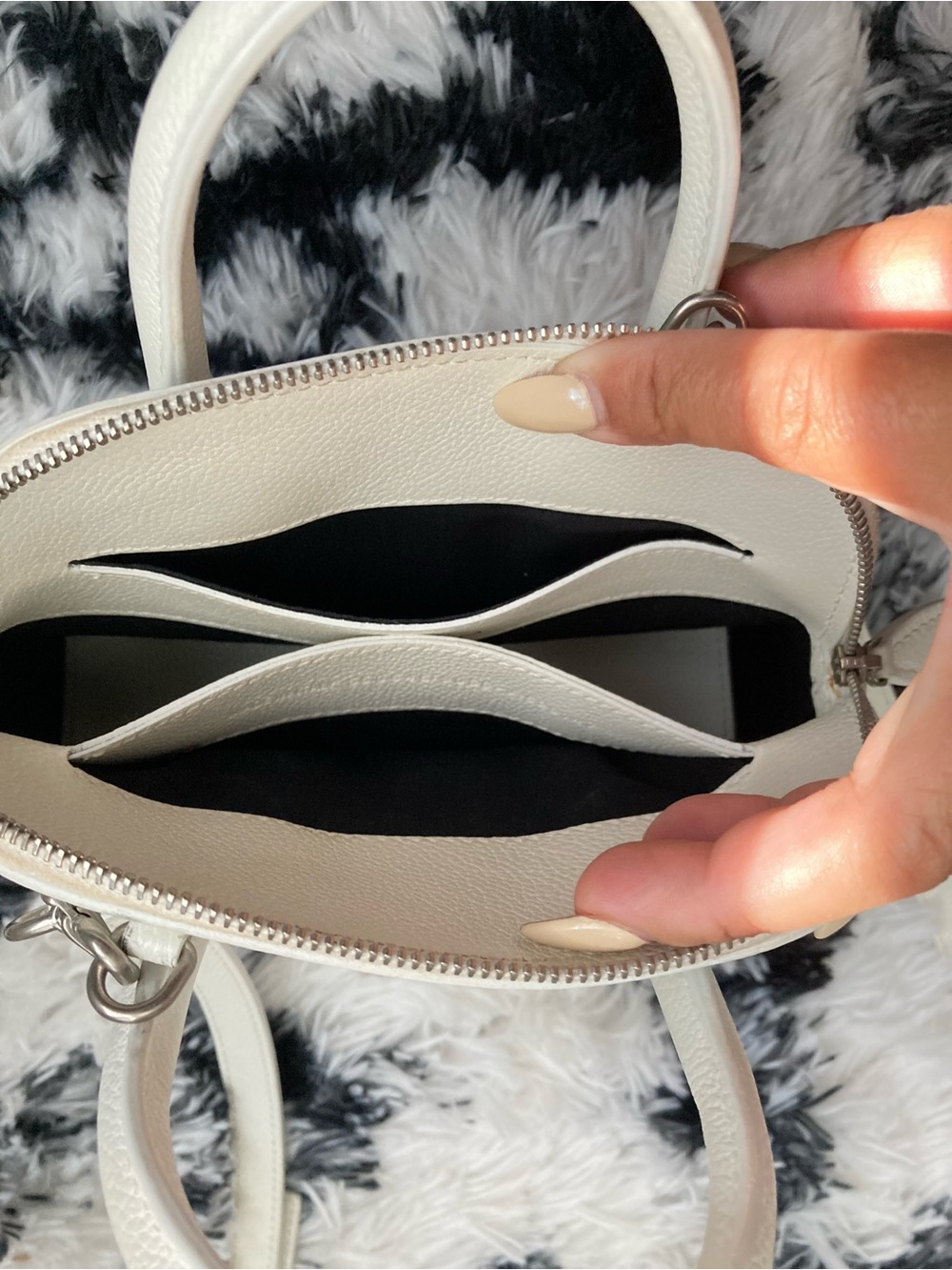 Balenciaga Cream Leather Mini Top-Handle Bag with Pink Logo - Picture 8 of 13